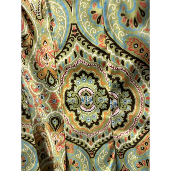 VTG Harolds Skirt 8 ALine Green And Brown Medallion Boho Cottagecore Cotton Y2K - Picture 2 of 6